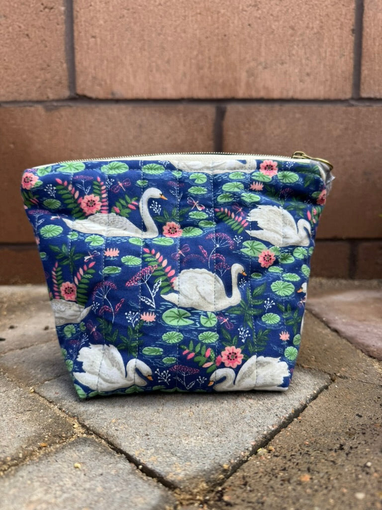 Enchanted Quilted Zipper Pouch – Swan Party